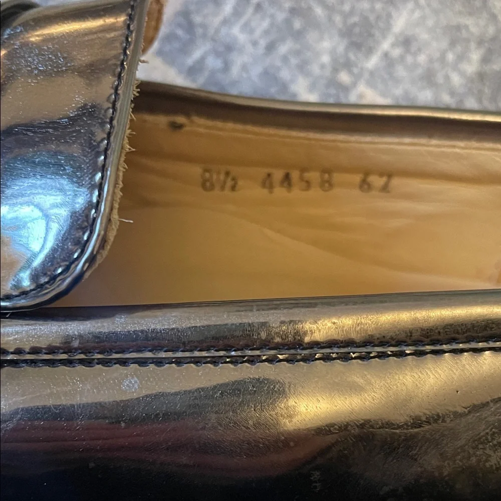 Sleek Women's Silver Patent Leather Loafers - Picture 5 of 6